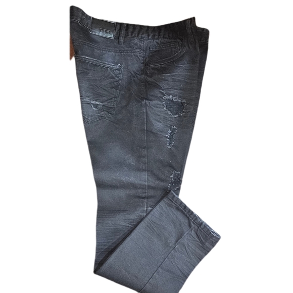 FBRK Mens Ripped Black Jeans 38W X 32L - Picture 4 of 10